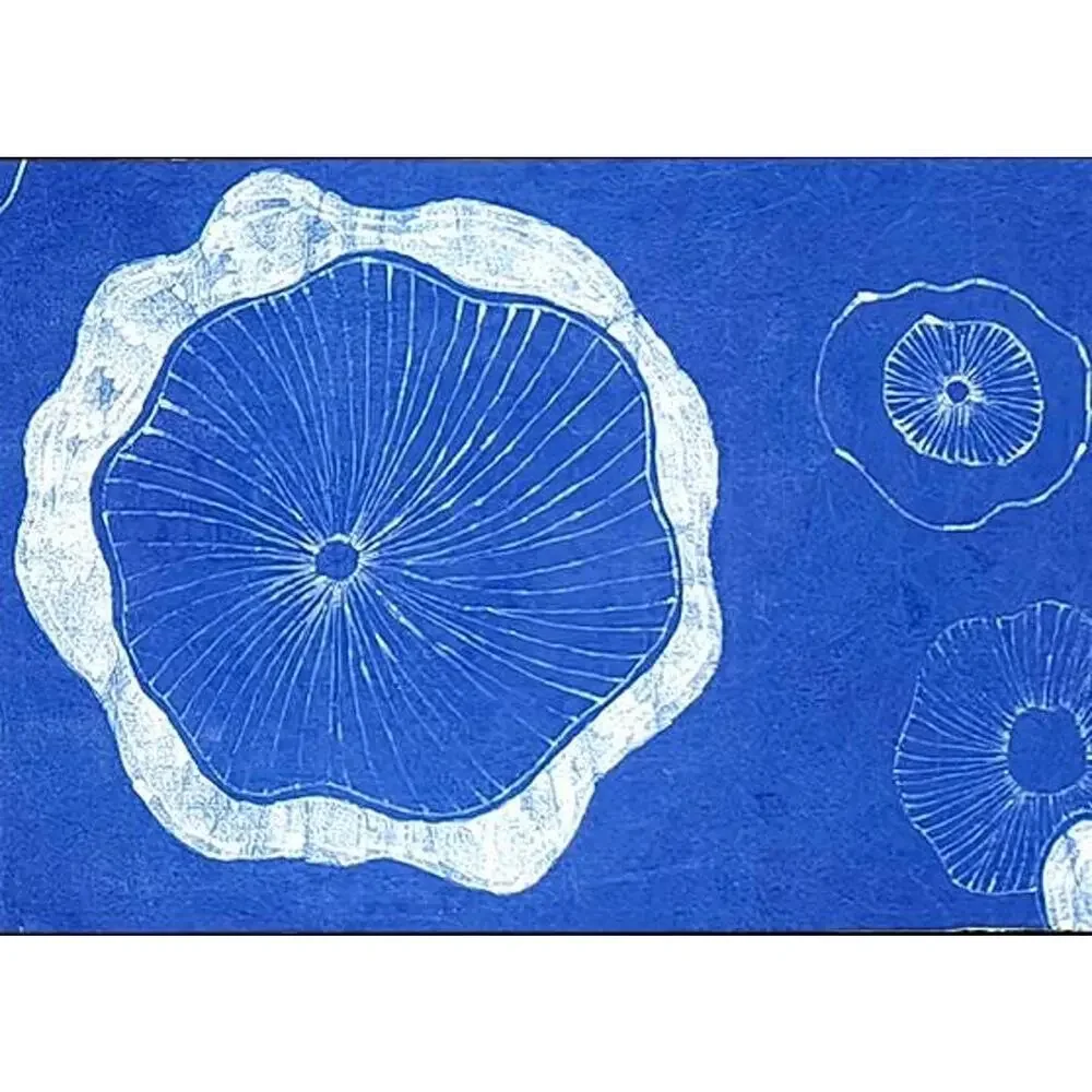Handmade Cotton Table Runner | Indigo Batik | Lotus Decor | Botanical Dining